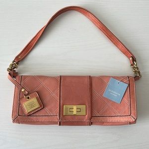 NWT Liz Claiborne Salmon Pink Leather Clutch Shoulder Bag